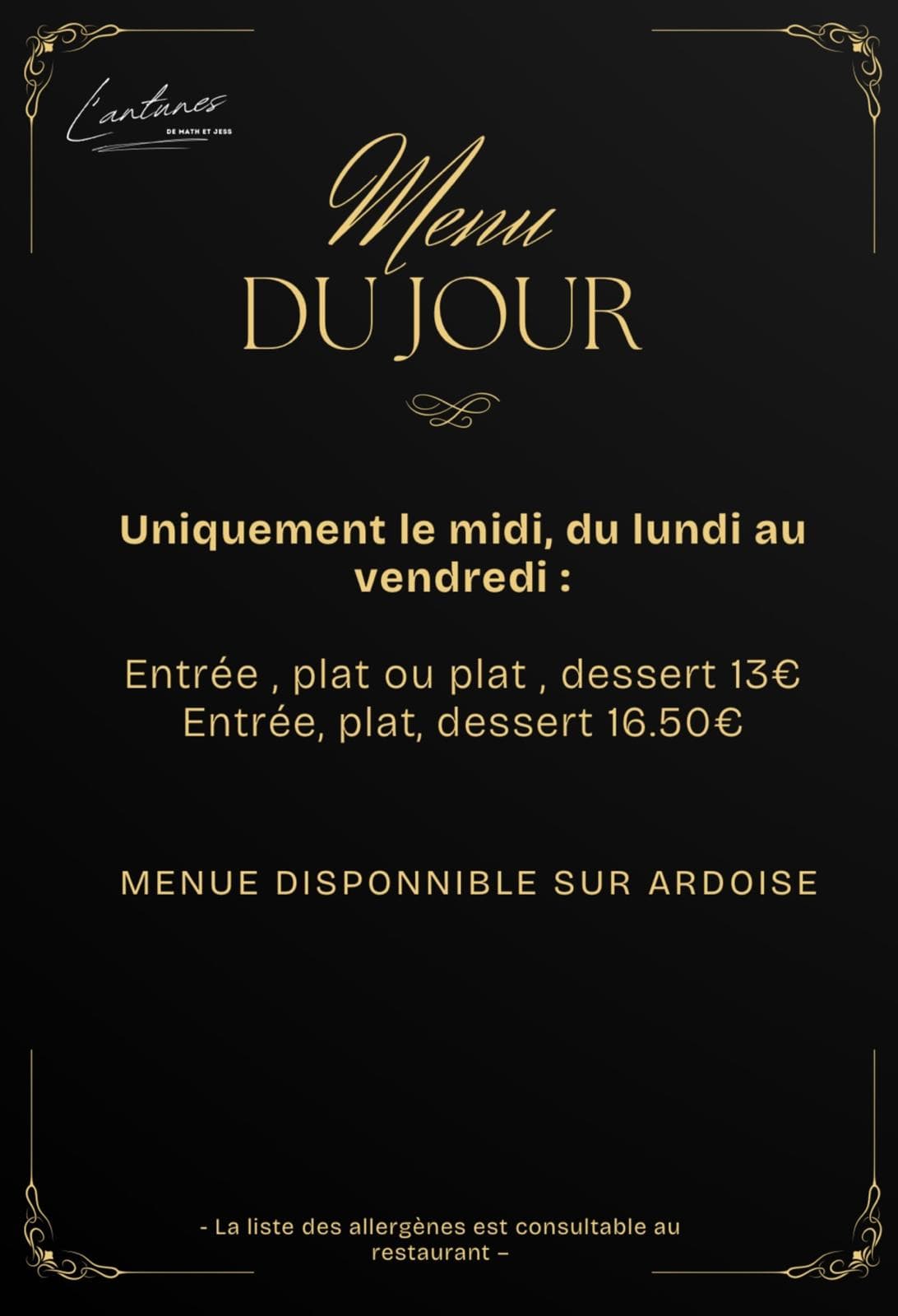 Menu du jour