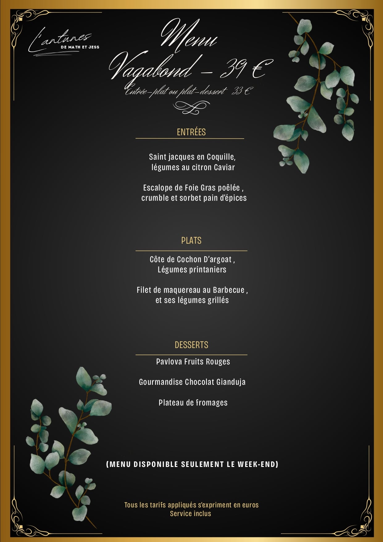 Menu dégustation - Printemps